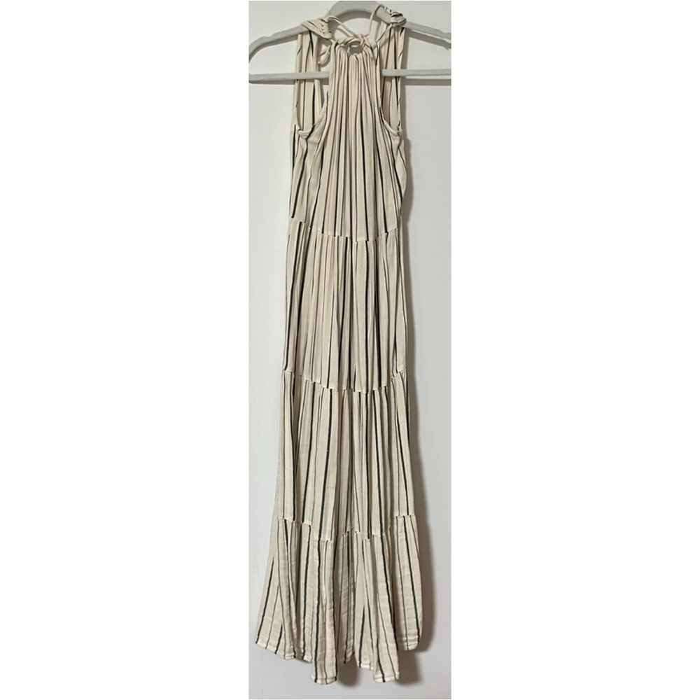 High Neck Striped Maxi Dress